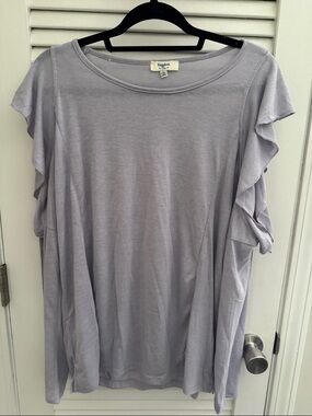 Hayden Lavender Ruffle-Sleeve Long Sleeve Tee